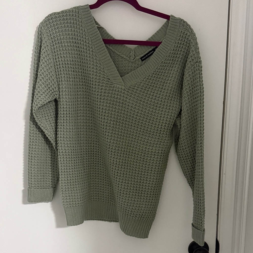 moon & madison Sage V-Neck Sweater
